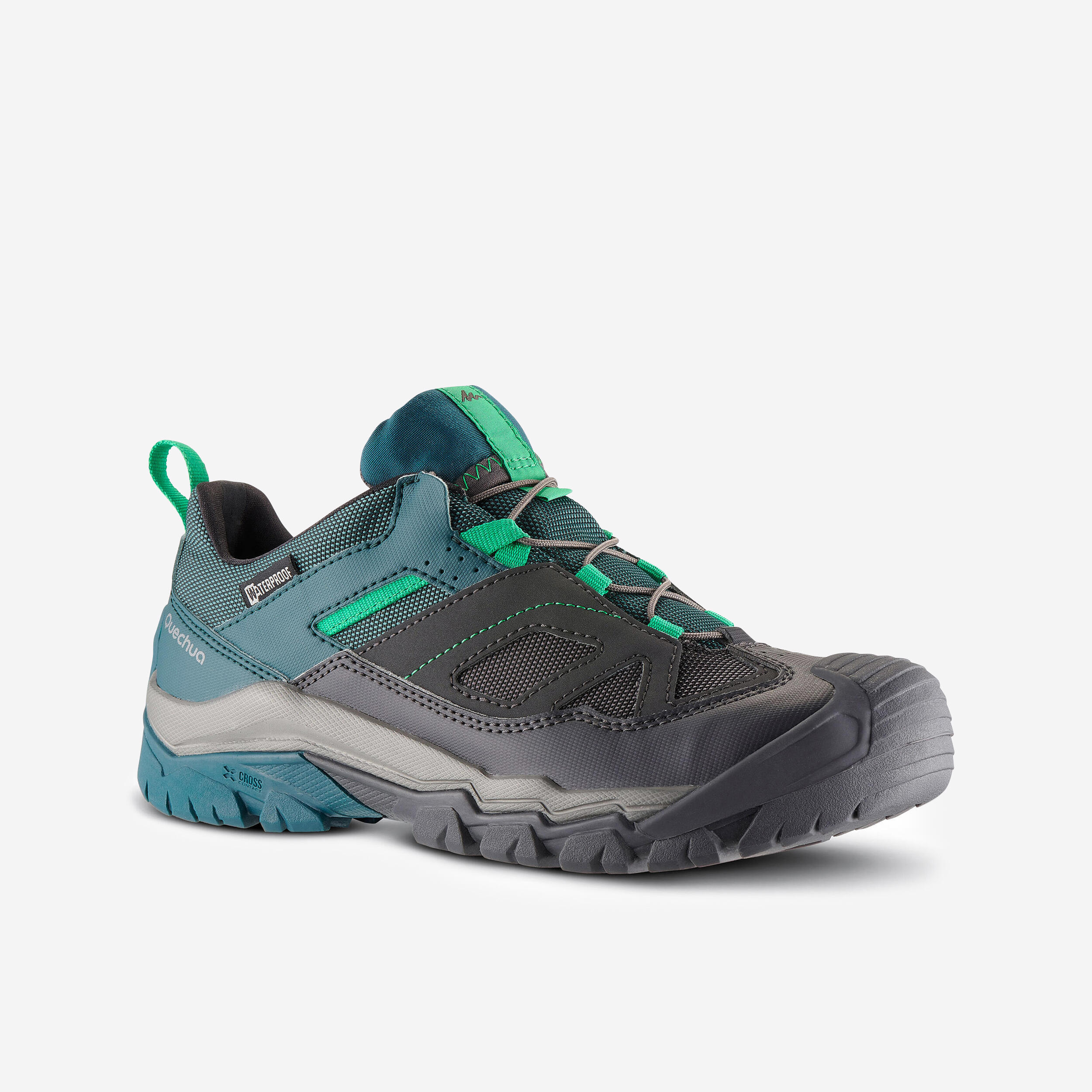 QUECHUA Kids’ Waterproof Lace-up Hiking Shoes - CROSSROCK Sizes 2-5 Green