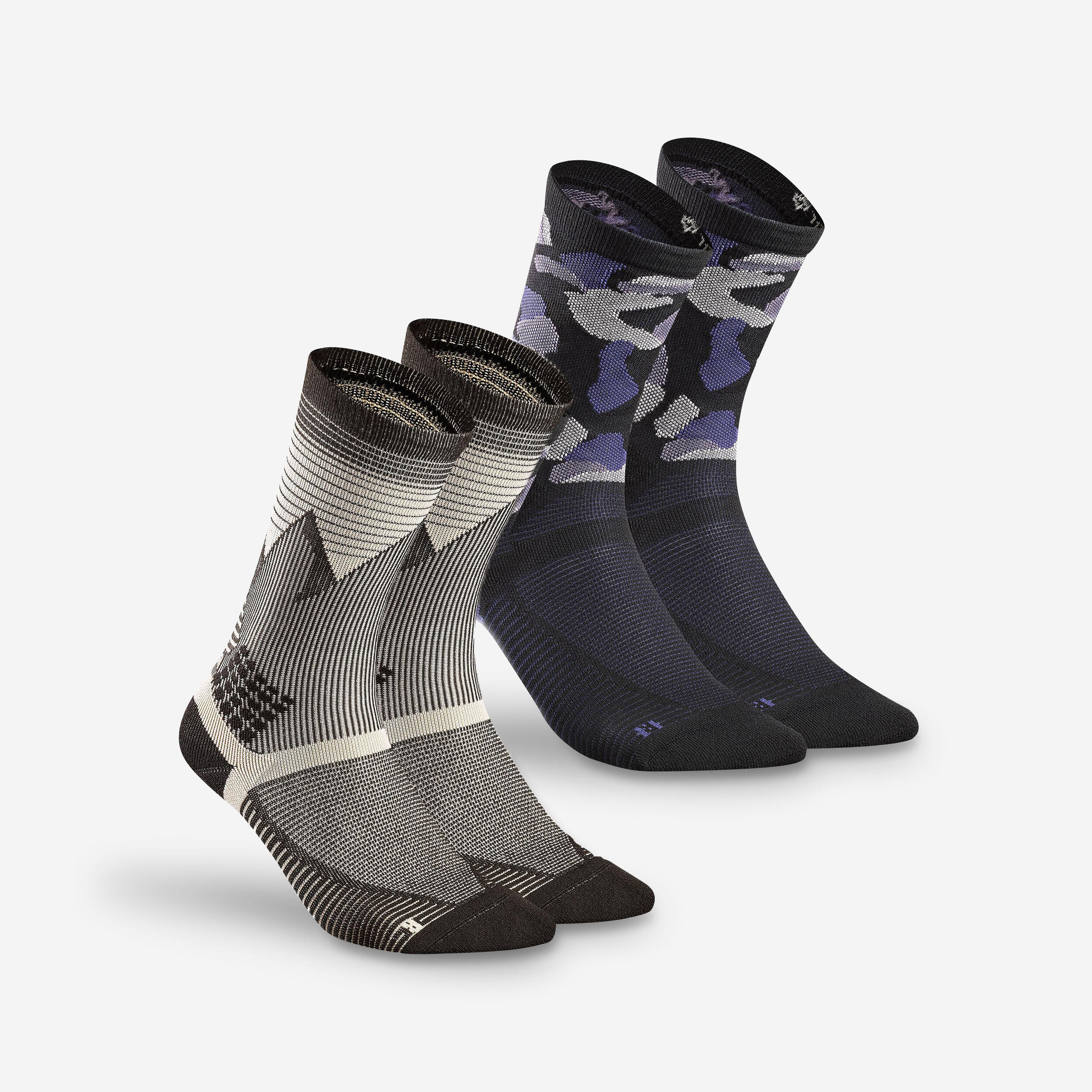 QUECHUA Hiking socks - Hike 500 High Trendy Kamo x2 pairs