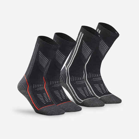 Črne tople srednje visoke pohodniške nogavice SH900 (2 para)