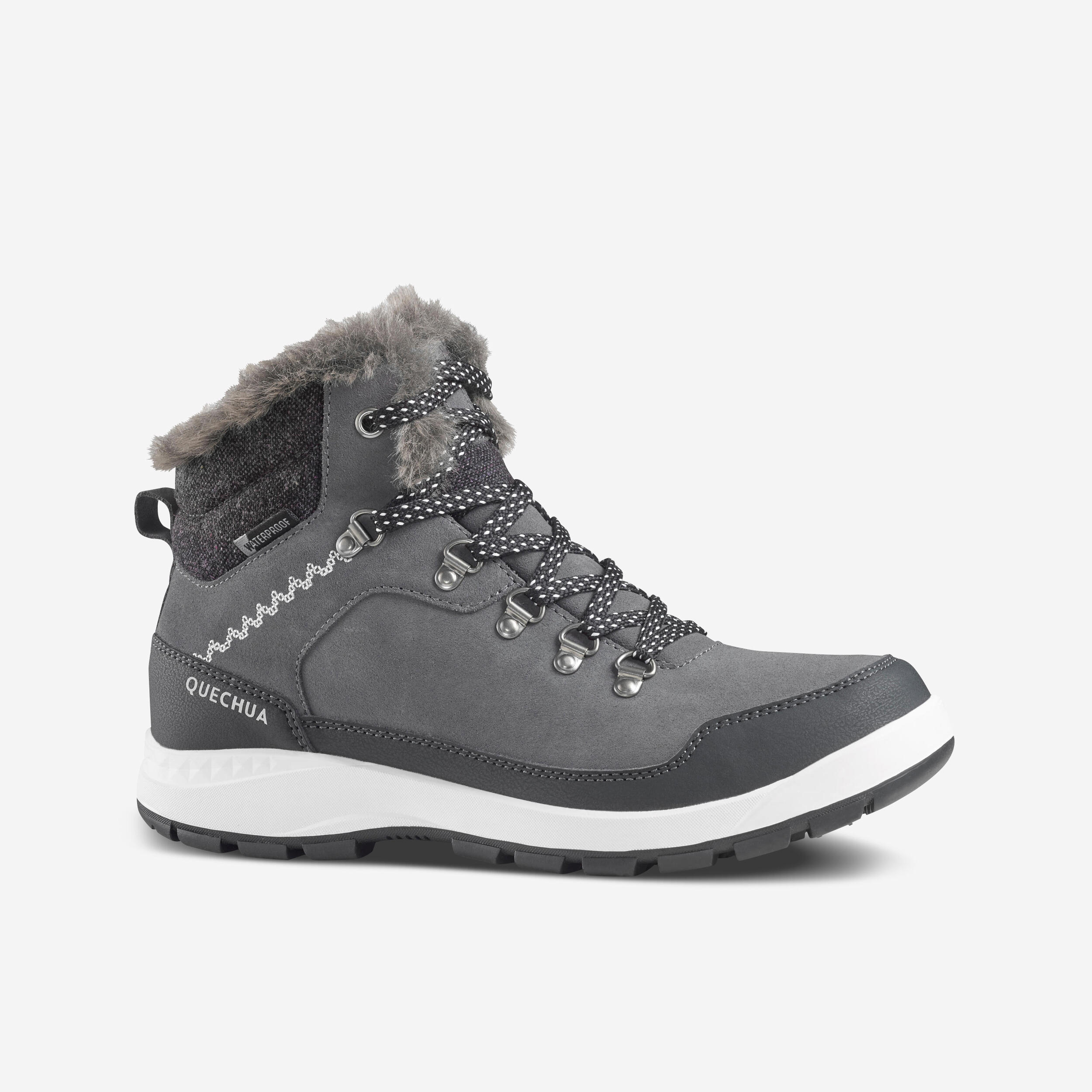 QUECHUA Women’s leather warm waterproof snow boots - SH900 Mid