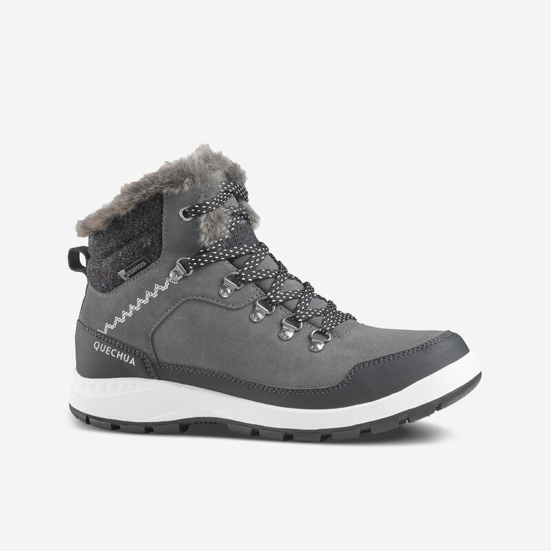 Chaussures en cuir chaudes imperméables de randonnée neige - SH900 Mid - Femme