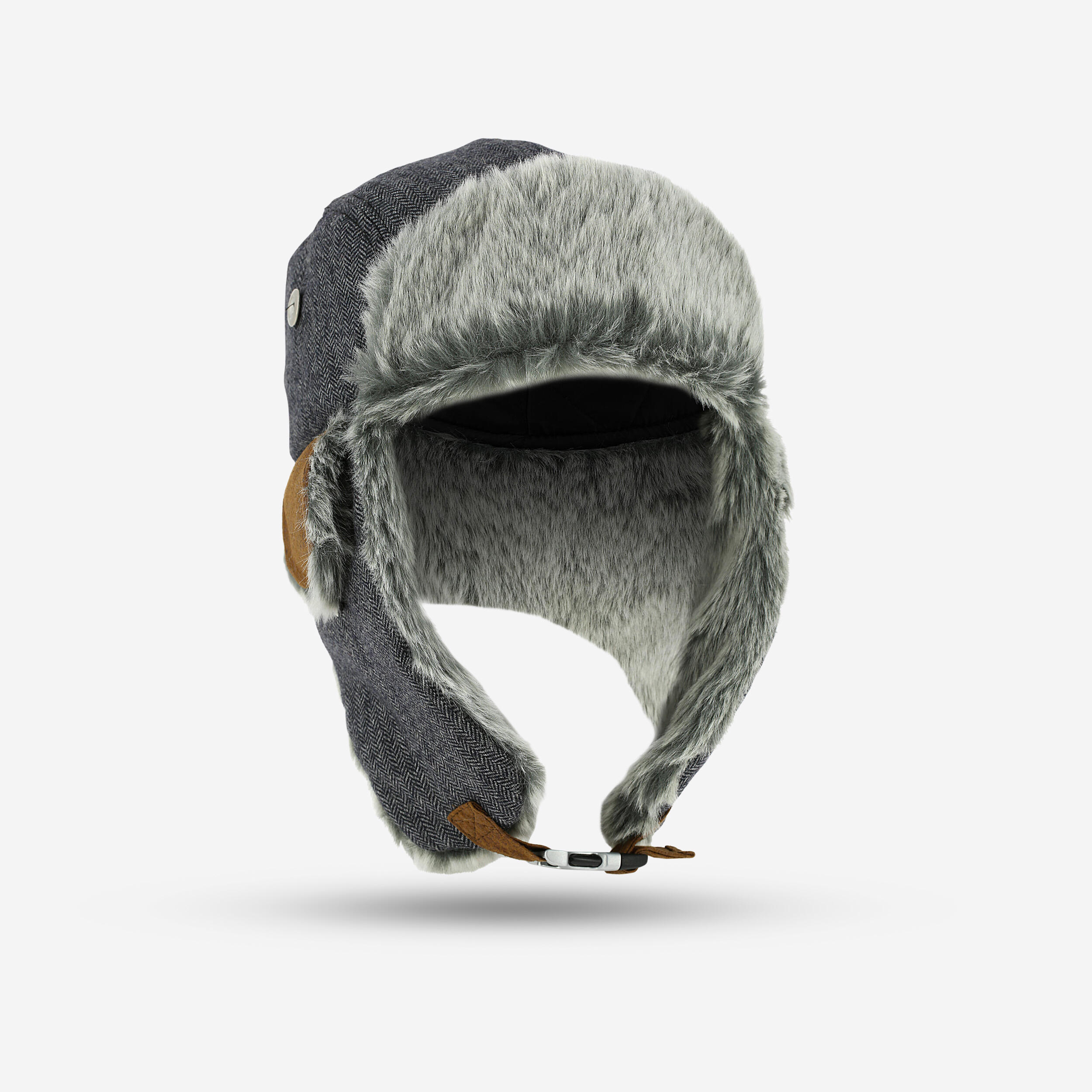 Ski Ushanka Hat with FauxFur - Grey - WEDZE