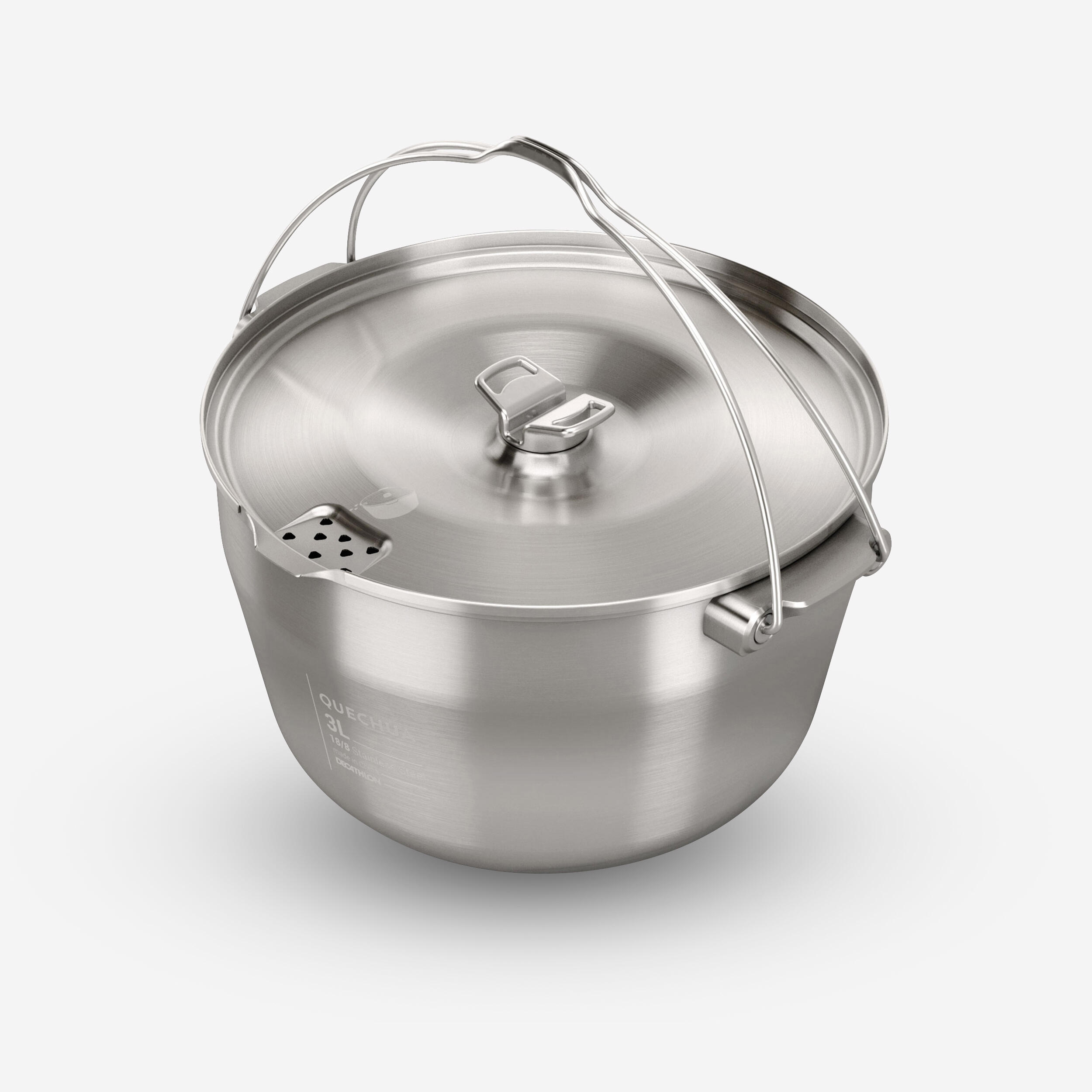 4-person camp fire cooking pot - stainless steel -3 litres 4/8