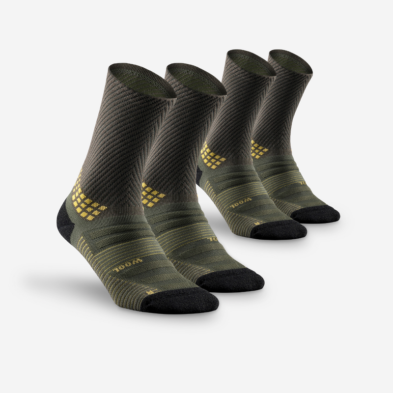 Chaussettes randonnee Hike 900 High Kaki lot de 2 paires pour les clubs et collectivites Decathlon Pro