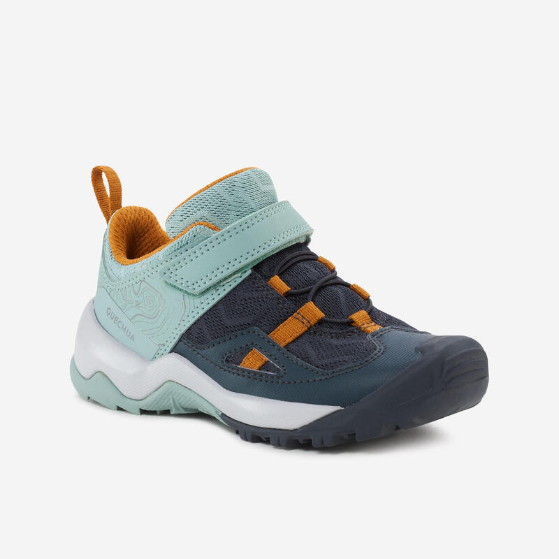 Chaussures de randonnée enfant à scratch Crossrock vert gris du 24 AU 34