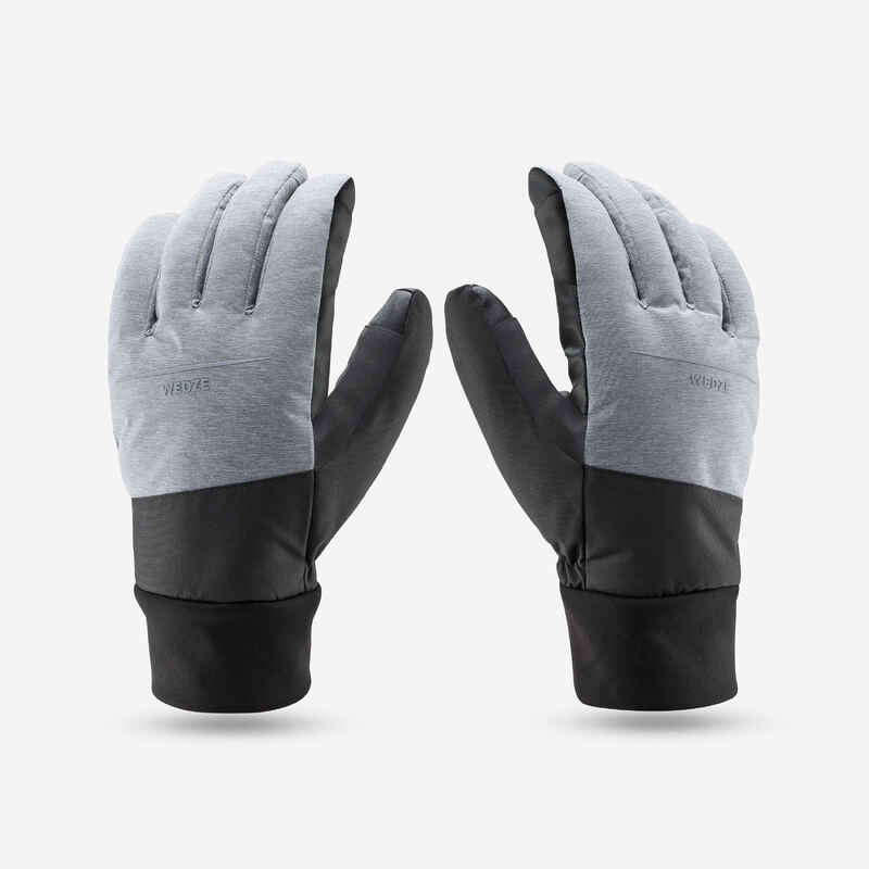 ADULT SKI 100 GLOVES - LIGHT - PEARL GREY / BLACK