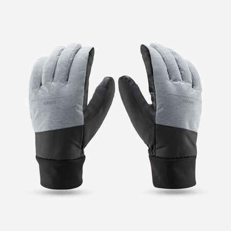 ADULT SKI 100 GLOVES - LIGHT - PEARL GREY / BLACK