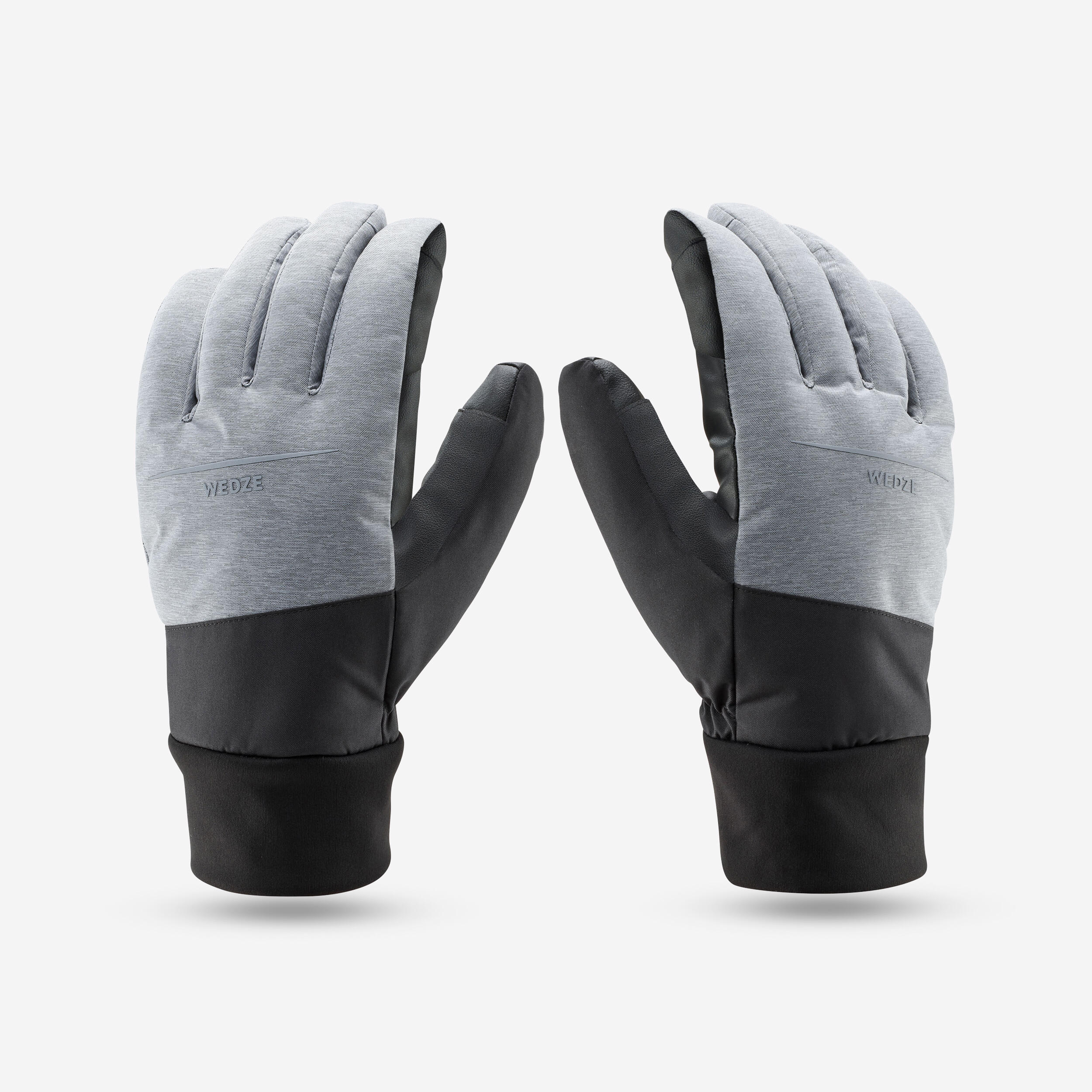 WEDZE Adult ski gloves 100 - LIGHT Pearl Grey / Black