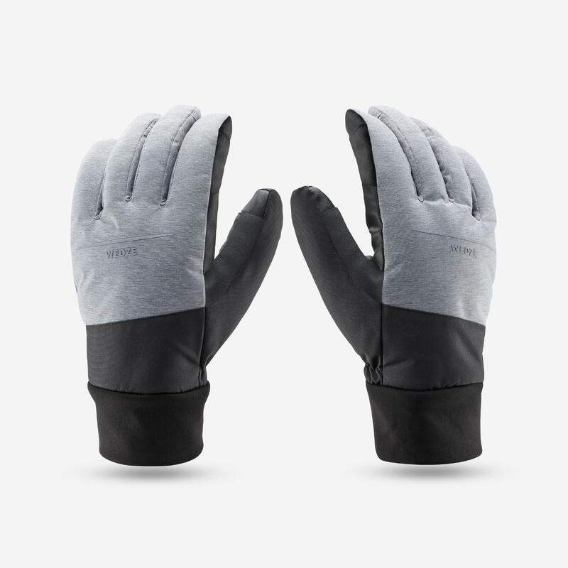 Gants de ski 100 gris perle et noir adulte