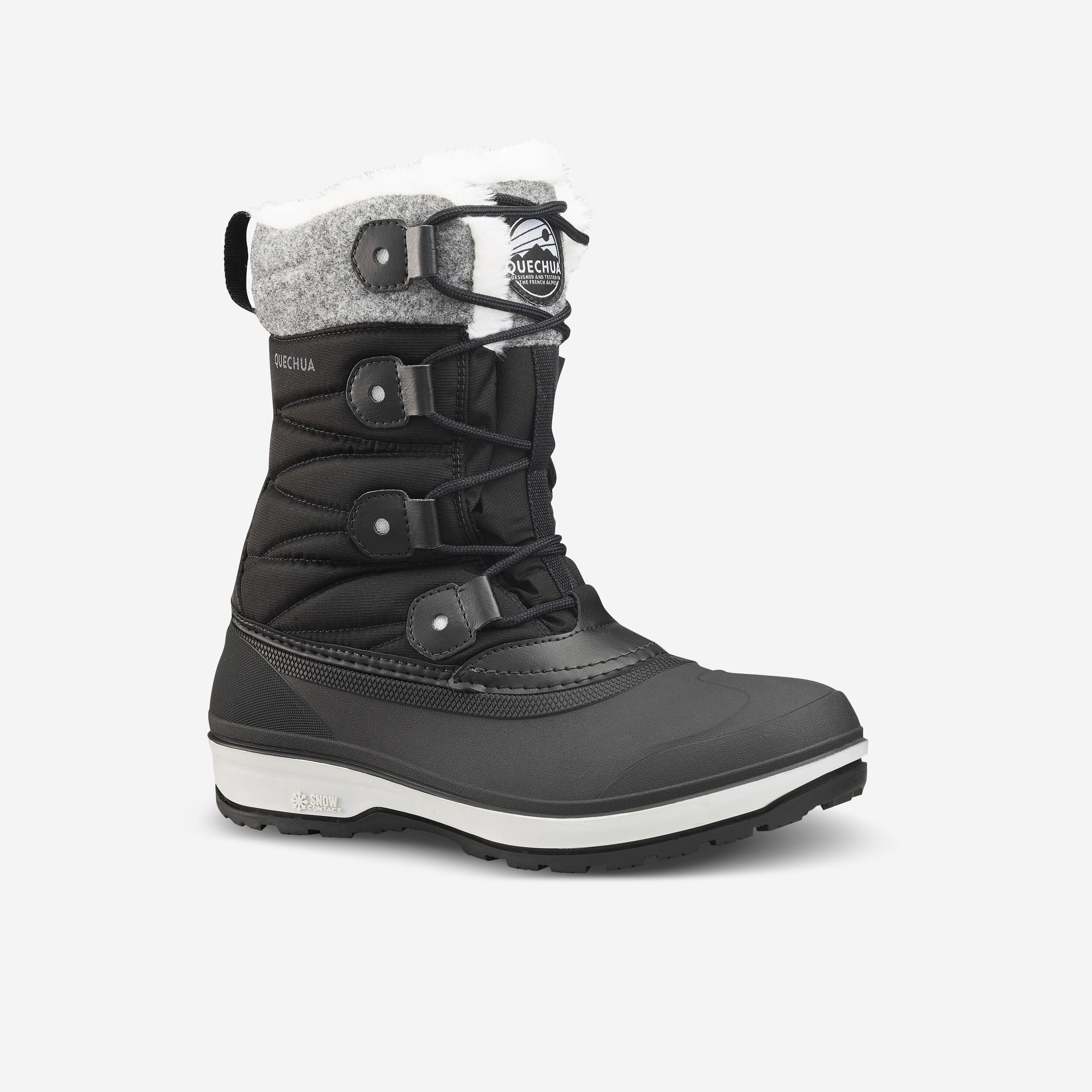 Women’s warm and waterproof snow hiking boots, NH500 - Black