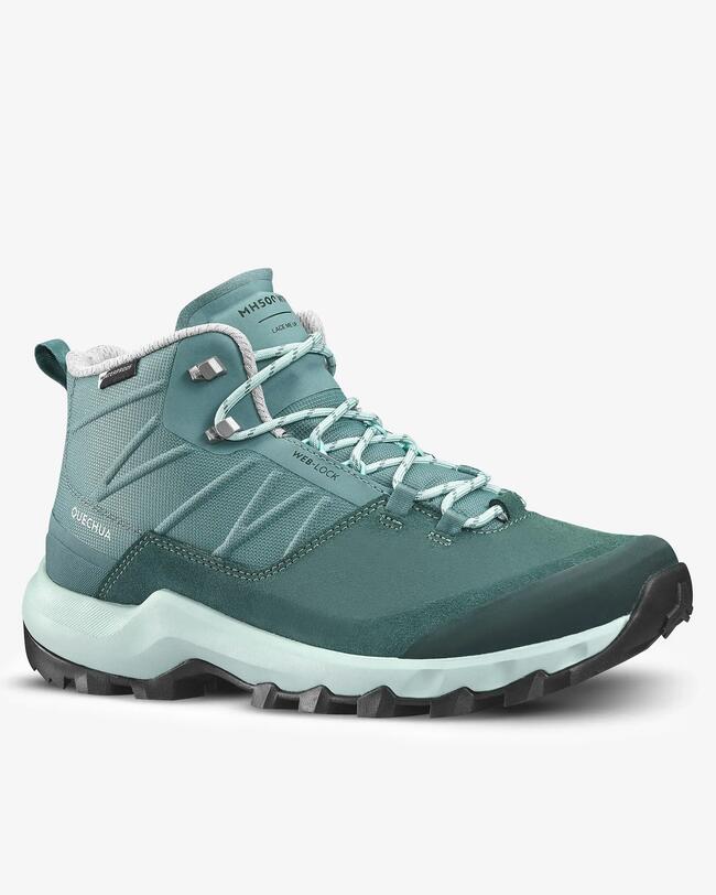 Wanderschuhe Damen halbhoch wasserdicht - MH500 grün 