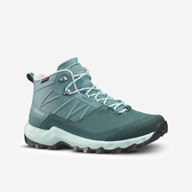 Women's waterproof mountain Hiking Shoes - MH500 Mid - Green