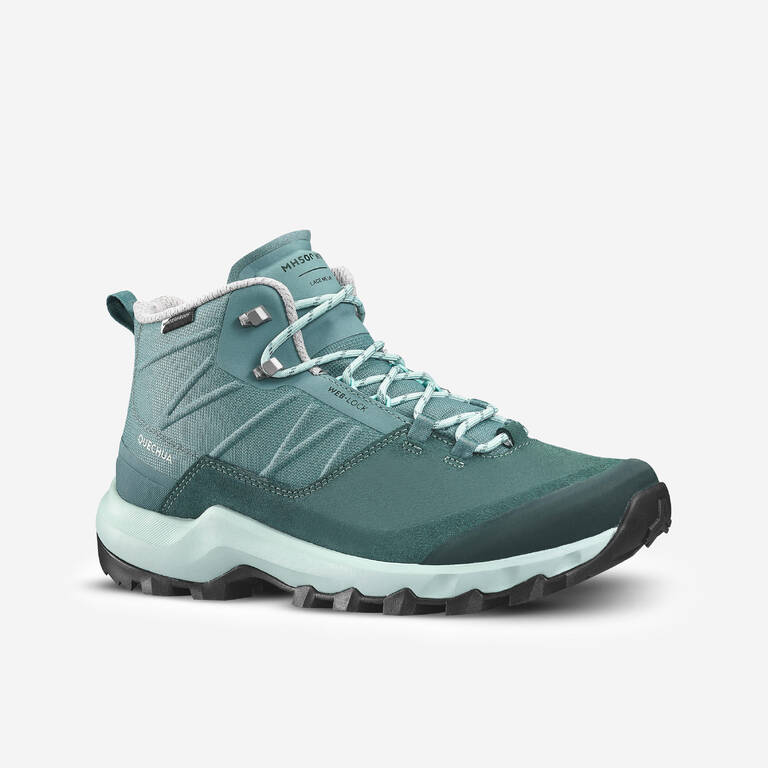 Women’s waterproof mountain Hiking Shoes - MH500 Mid - Green