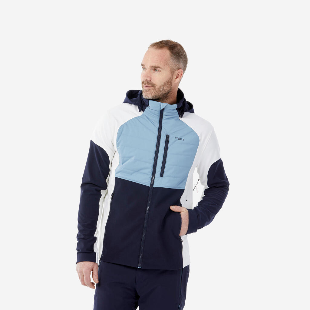 Vīriešu viegla, ūdensnecaurlaidīga slēpošanas jaka, tumši zila/gaiši zila/balta