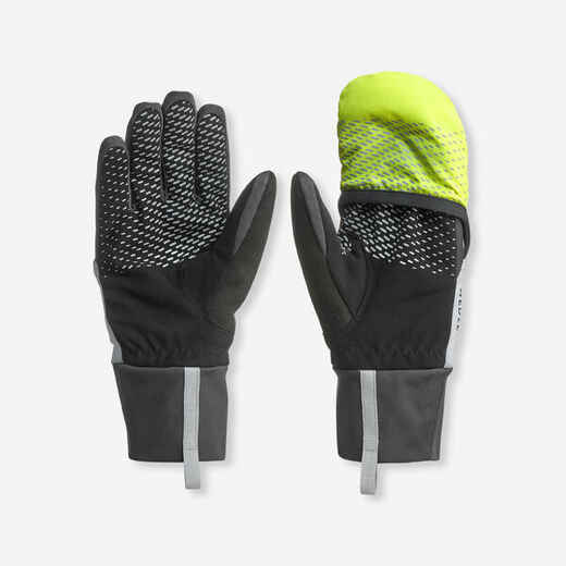 
      SKI TOURING 2-IN-1 WATERPROOF GLOVES/MITTENS - GREY YELLOW
  