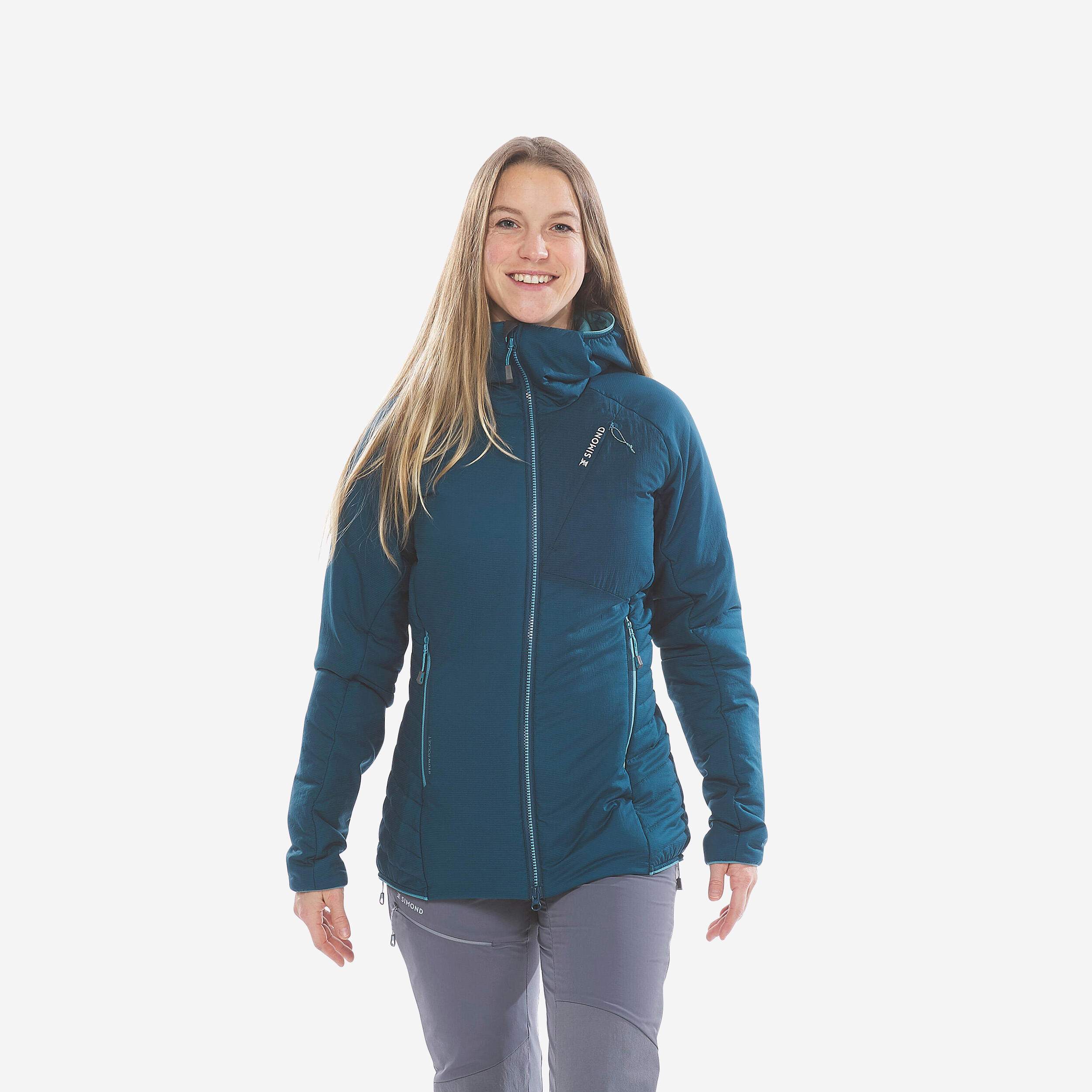 Women’s compressible padded mountaineering jacket, deep blue 1/13