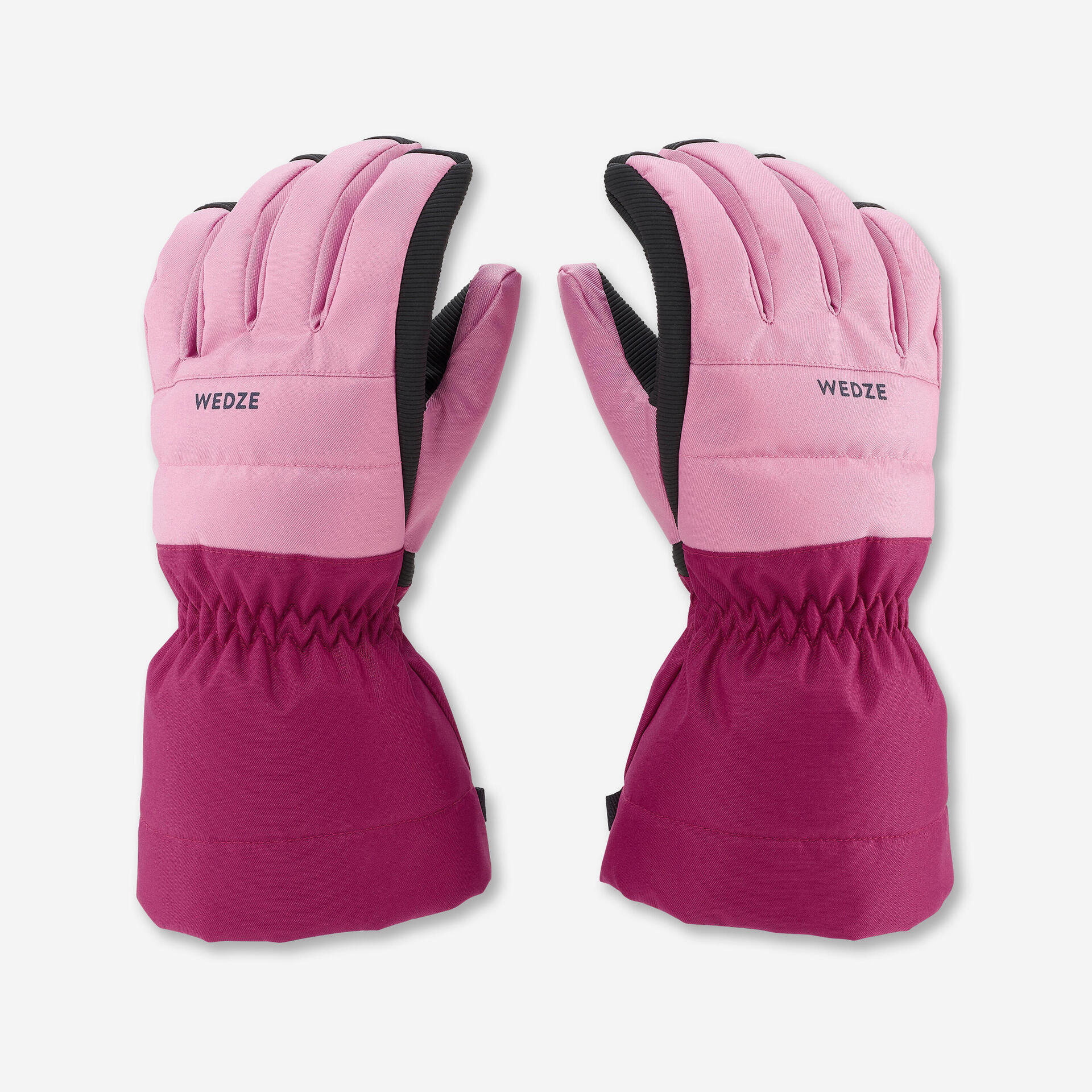 KIDS' WARM AND WATERPROOF SKI GLOVES 500 Pink
