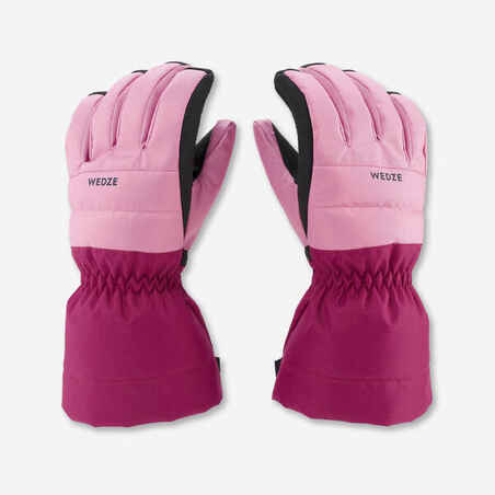 Rožnate smučarske rokavice 500 za otroke