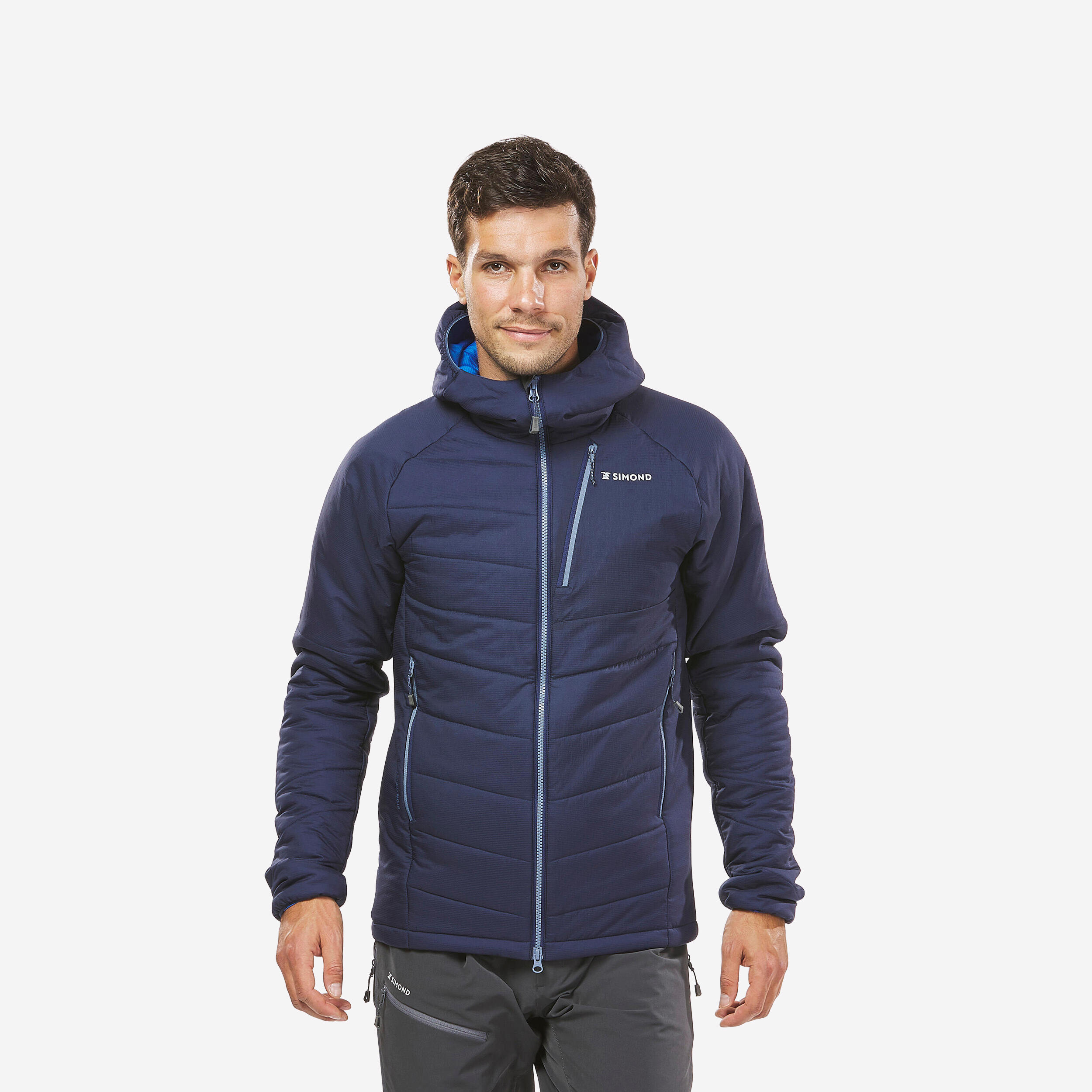Men’s compressible padded mountaineering jacket, navy 1/12