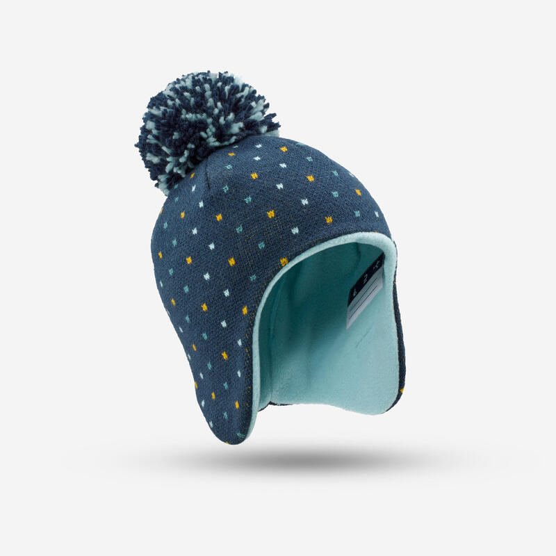 Bonnet bébé péruvien de ski / luge - SIMPLE WARM bleu marine et turquoise