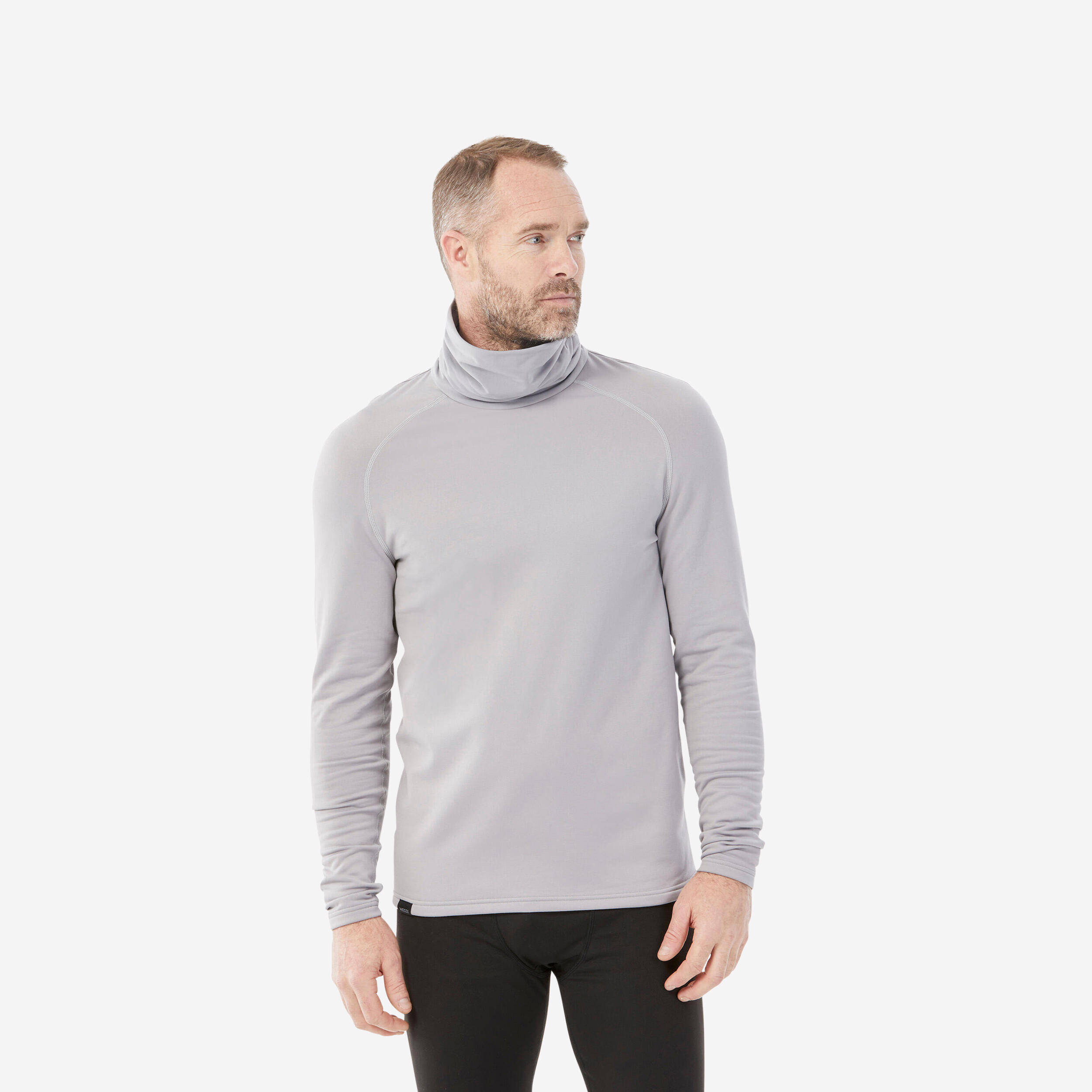 Men's BL 520 thermal base layer roll neck ski top - light grey -  1
