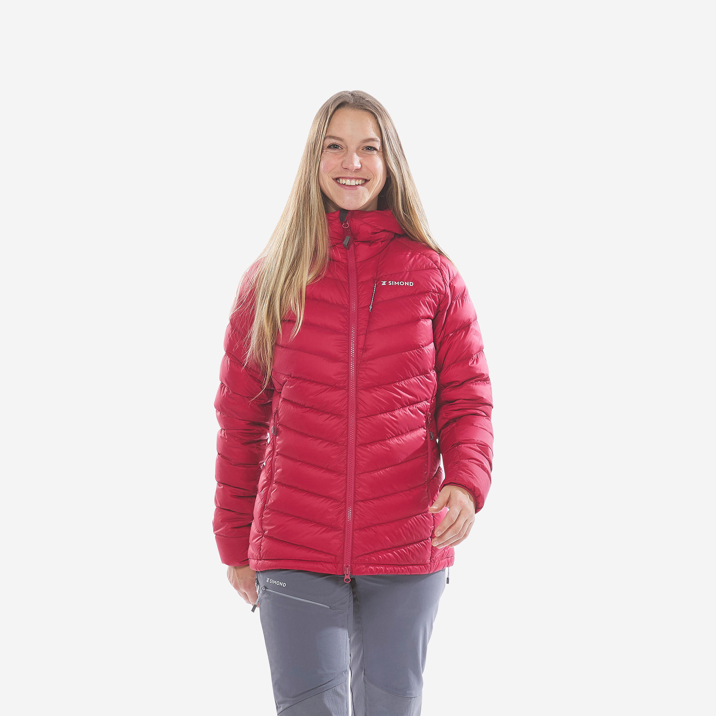 Women's Mountaineering Down Jacket - LIGHT MOUNTAINEERING - RASPBERRY 1/15