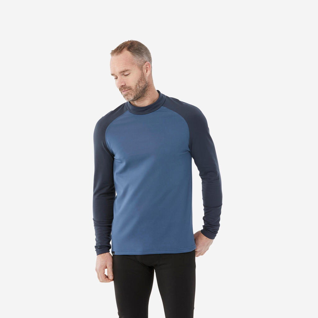 Men’s warm and breathable thermal ski base layer, BL 500 - Blue/Grey