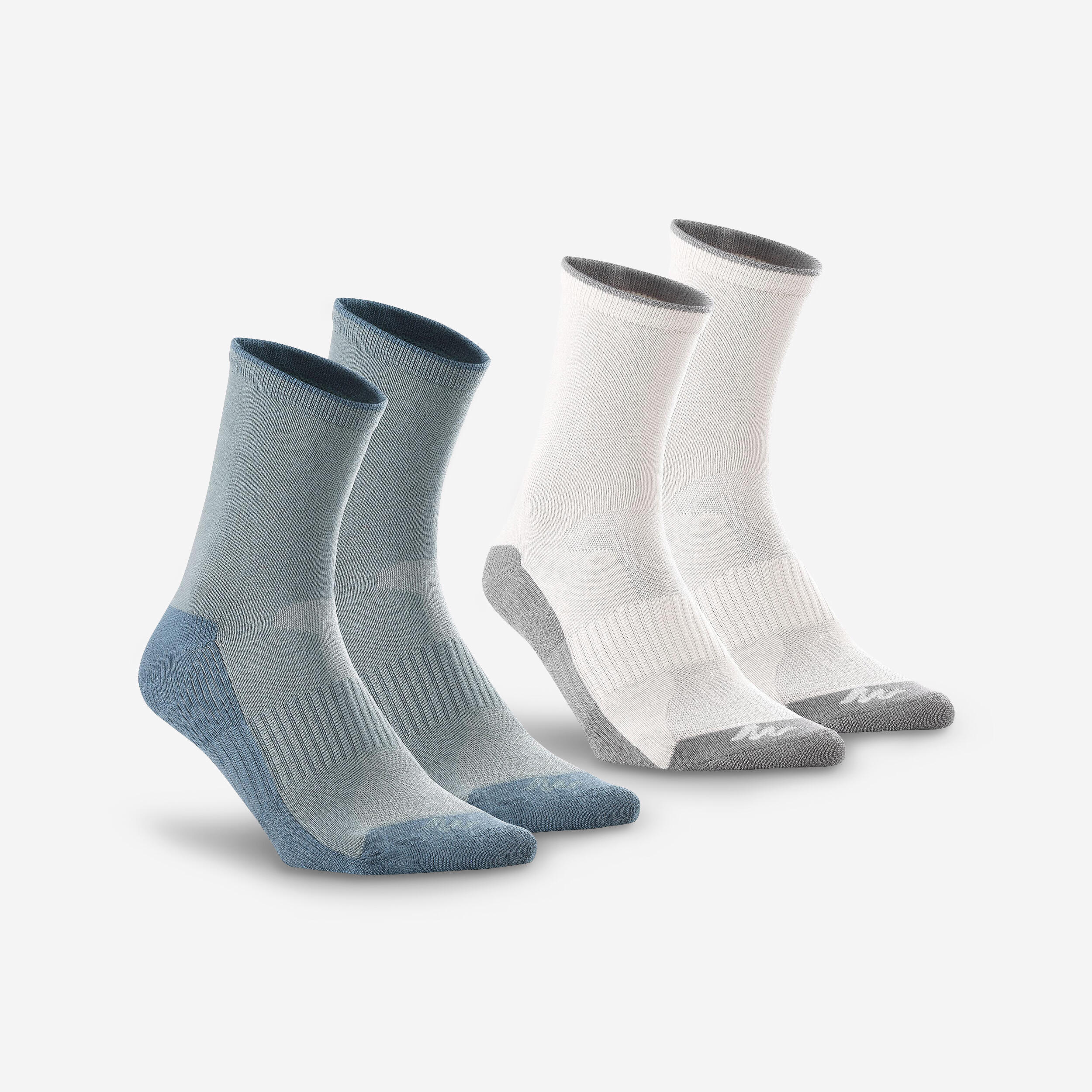 Arpenaz 50 adult high top hiking socks 2 pairs - grey.
