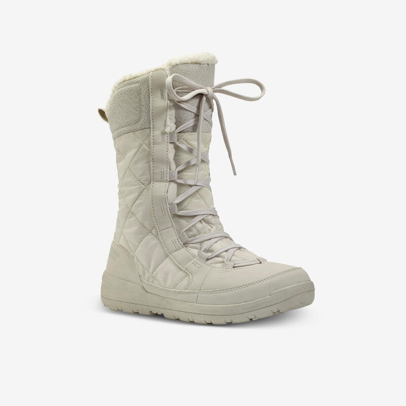 Snowboots dames - waterdichte sneeuwlaarzen met veters - SH100 - hoog - beige