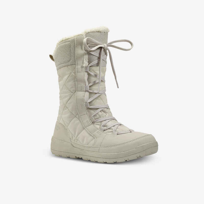 Women's warm waterproof snow boots - SH500 high - lace-up 