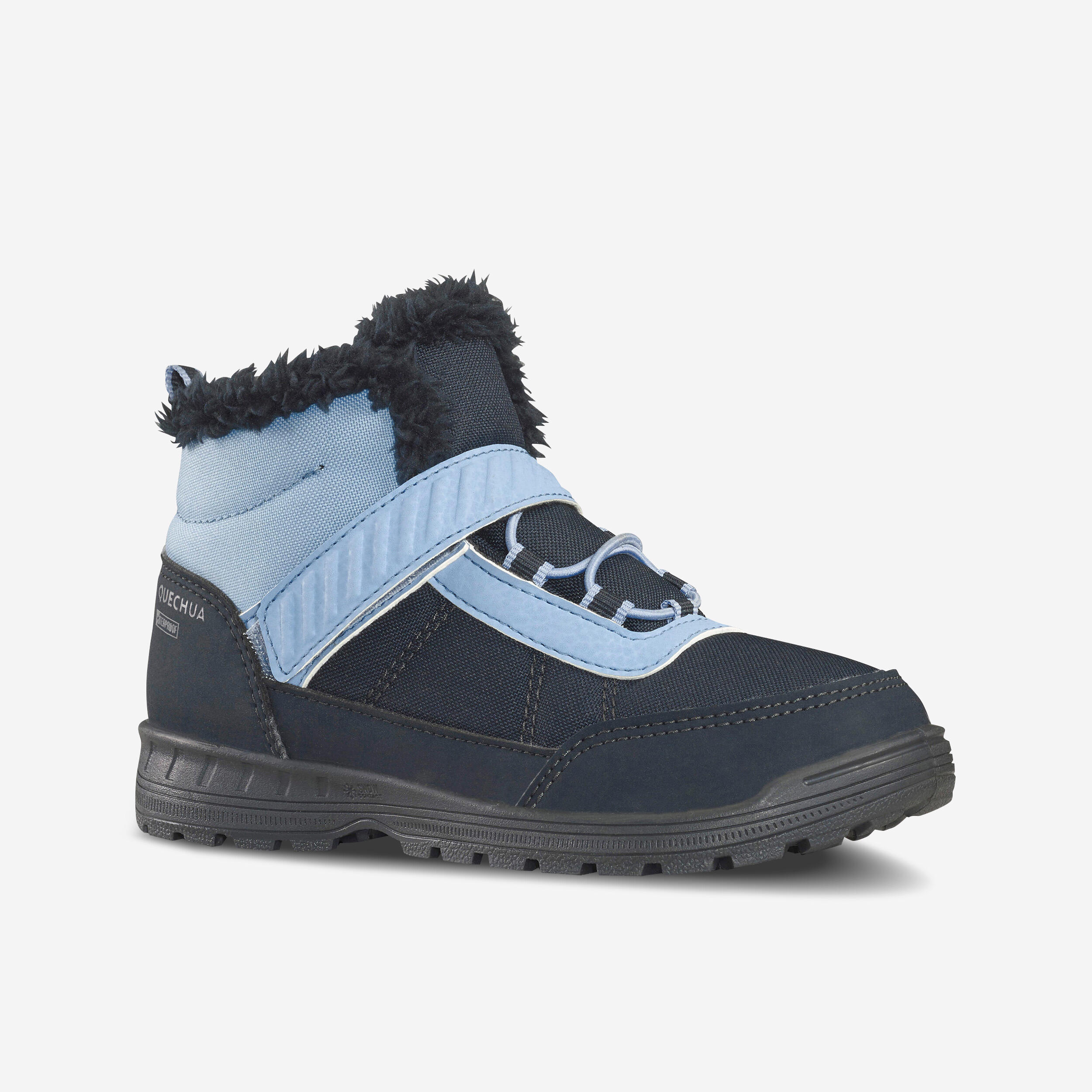 Quechua - Chaussures Chaudes Et Imperméables De Randonnée Sh100 Scratch - Enfant 24-34 - Chaussures De Sport - Randonnee Junior - Bleu-gris - 30 - Decathlon