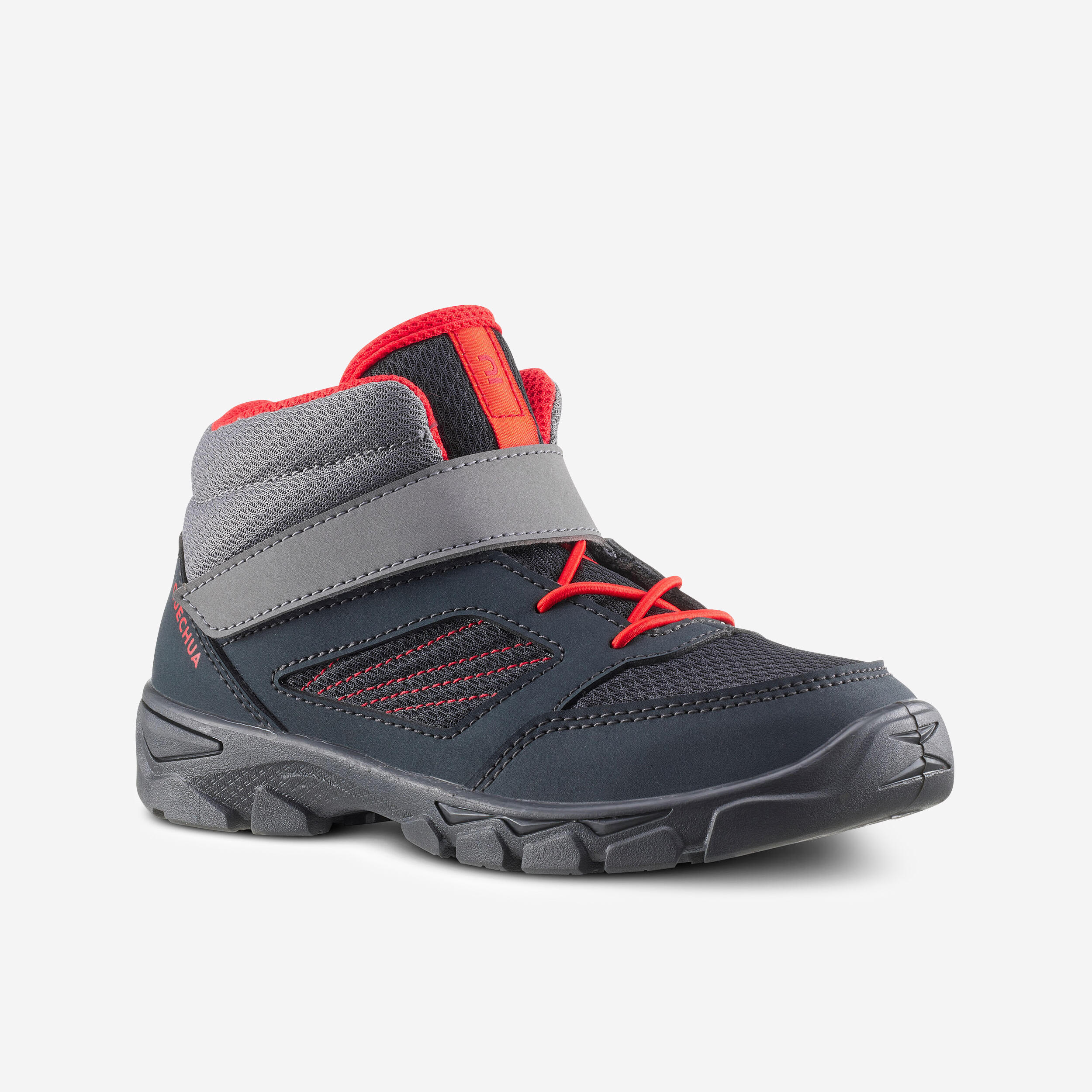 Kids' Hiking Boots - MH 100 Grey/Red - QUECHUA