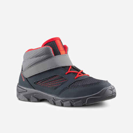 Cipele za planinarenje MH100 poluvisoke s čičkom dječje tamnosive 