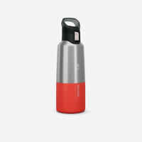 0.8 L stainless steel water bottle with quick-open cap for hiking - Red