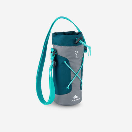 Penutup insulasi untuk termos hiking 0,75 hingga 1 liter abu-abu/biru