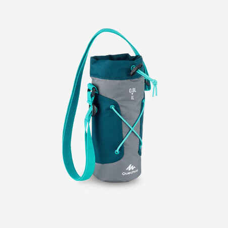 Insulated cover for hiking flask 0.75 to 1 litre grey/blue