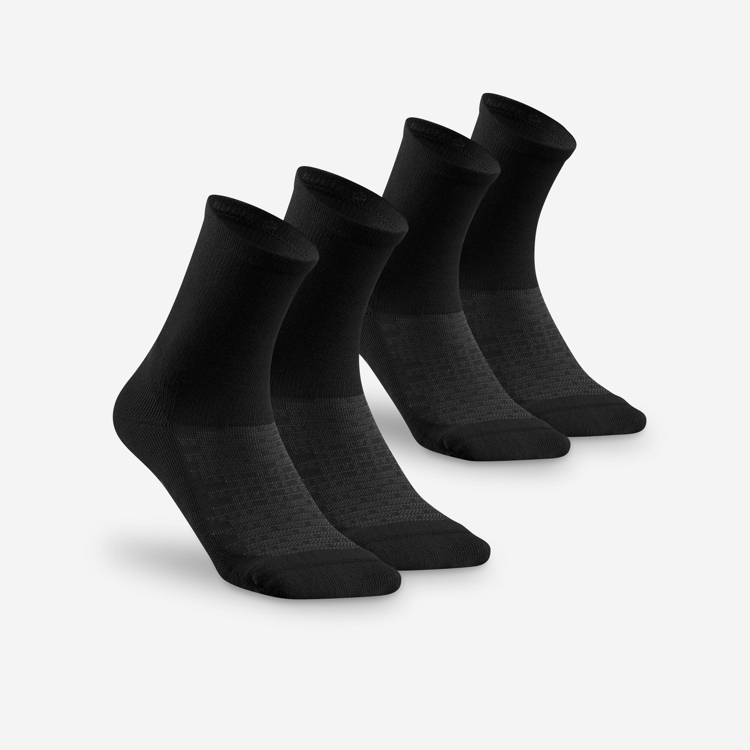 Mountain Hiking High Socks 2 Pairs 100 - Black