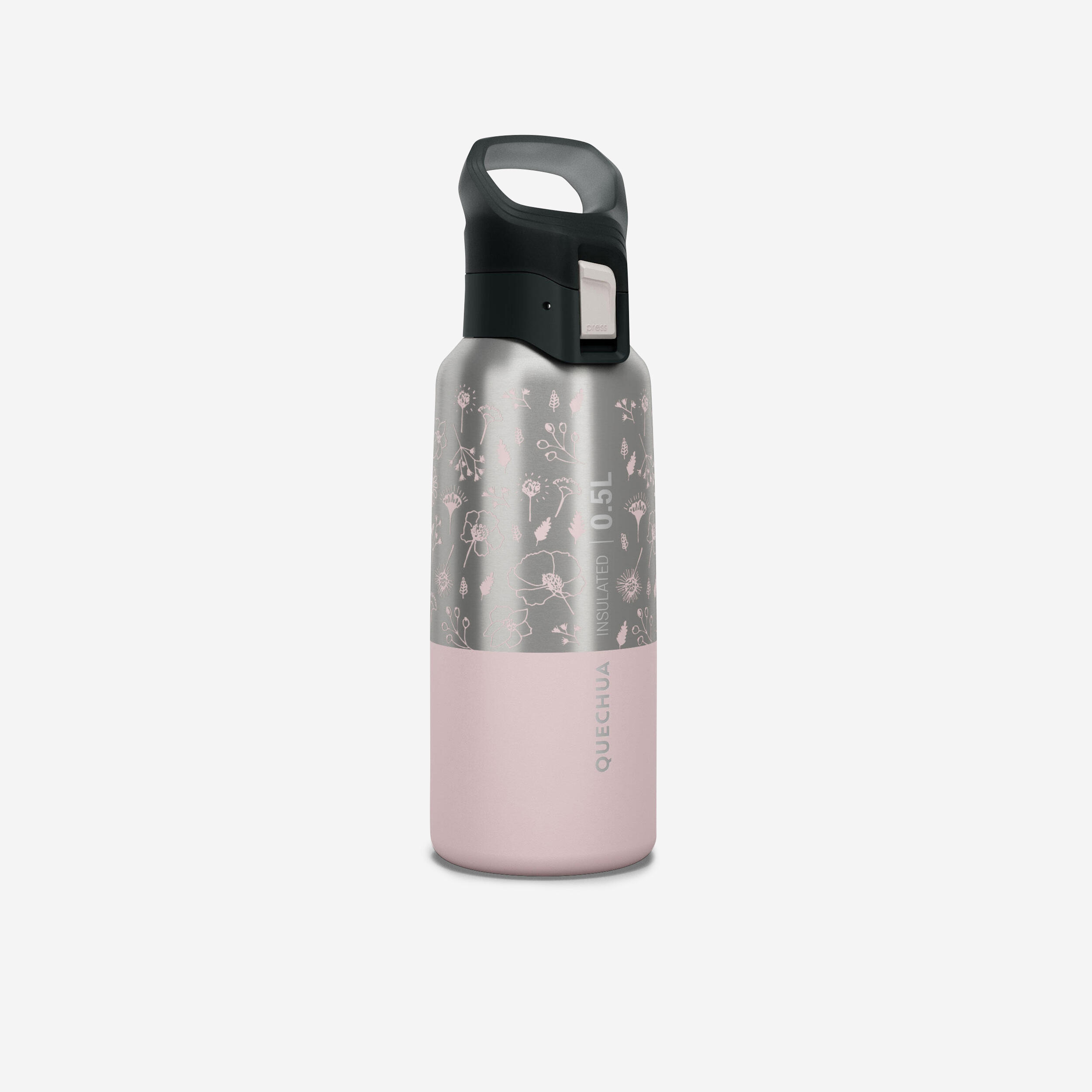 Hiking Insulated Stainless Steel Flask MH500 0.5L Pink 1/12