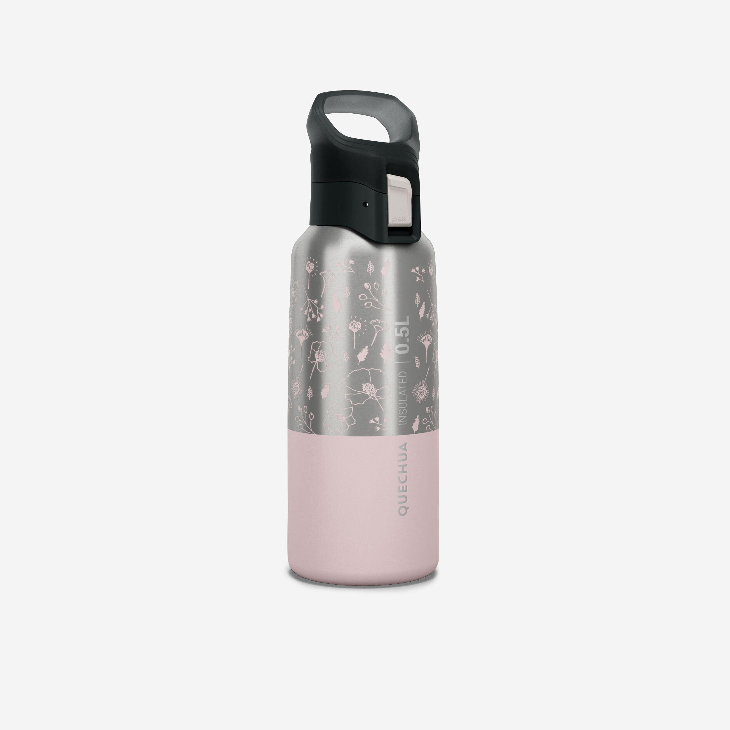 QUECHUA Hiking Insulated Stainless Steel Flask MH500 0.5L Pink