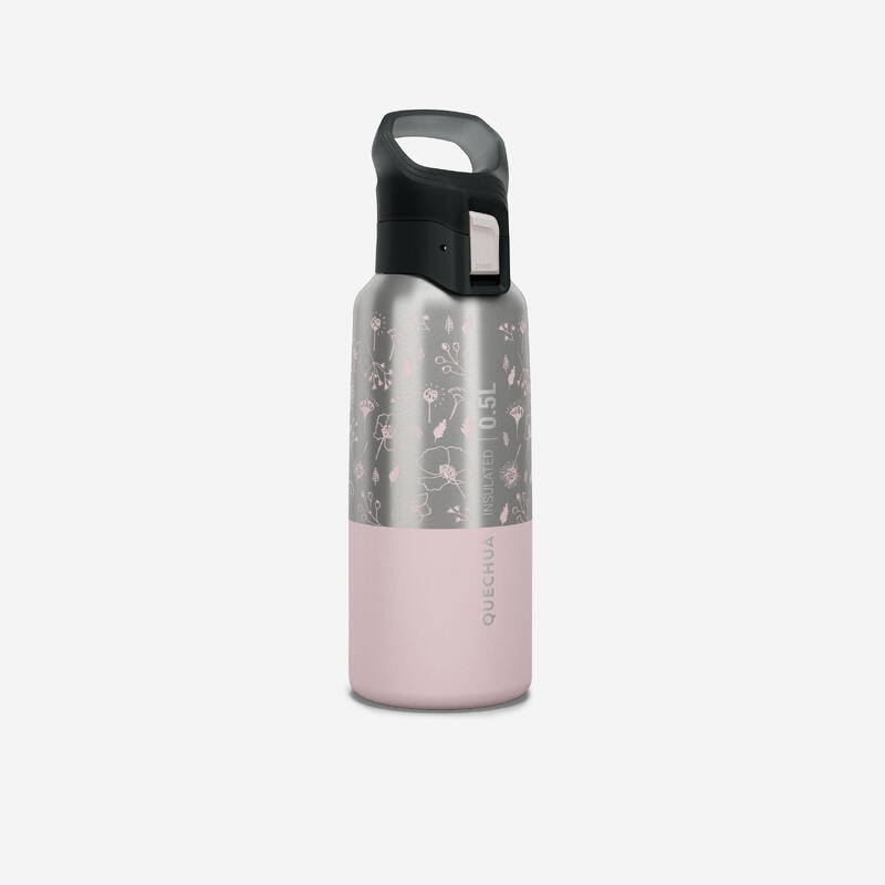 Cantil de caminhada MH500 isotérmico inox 0,5L estampado rosa