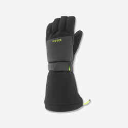 KIDS’ WARM AND WATERPROOF SKI GLOVES 550 BLACK GREY