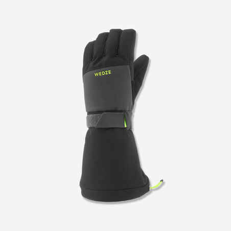 Skijaške rukavice 550 tople i vodootporne dječje crno-sive
