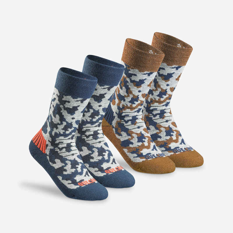 Children's warm hiking socks - SH100 WARM MID - x2 pairs