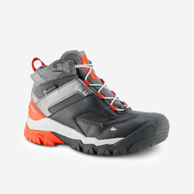 Waterdichte halfhoge wandelschoenen voor kinderen Crossrock grijs 28-34