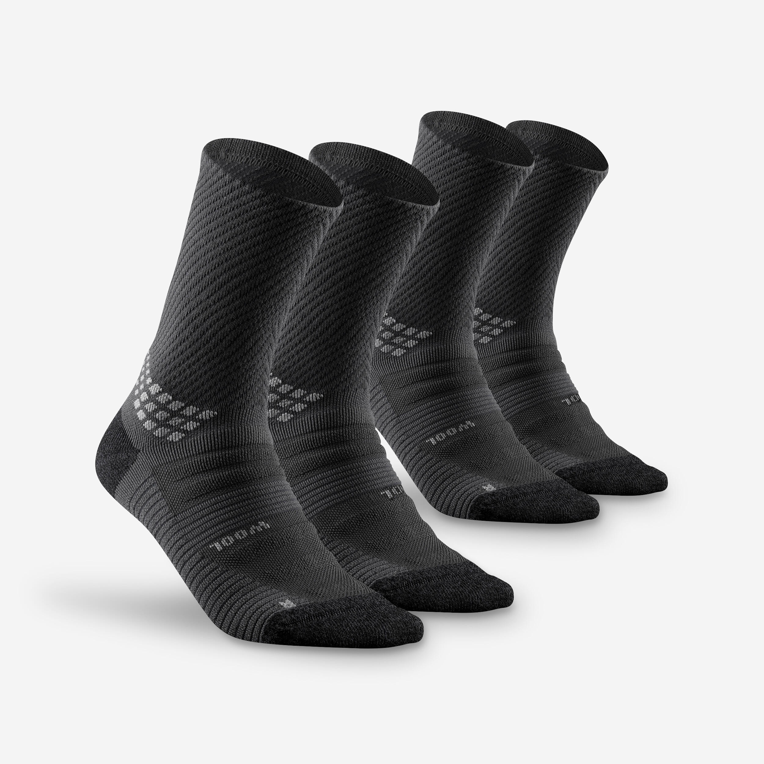 Mountain Hiking Mid Socks Quechua MH900 x 2 Pairs - Black