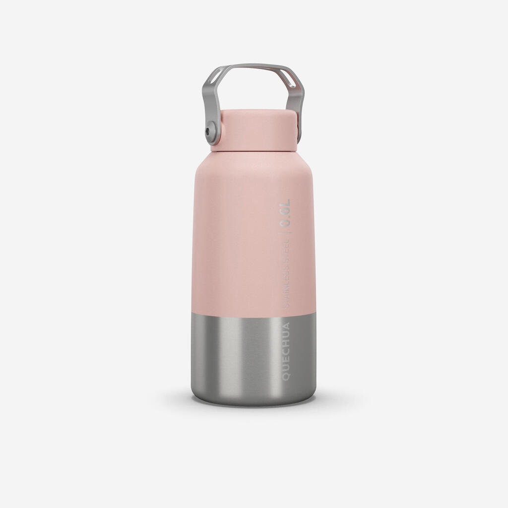 Gourde inox 0,6L avec bouchon à vis pour la randonnée - rose