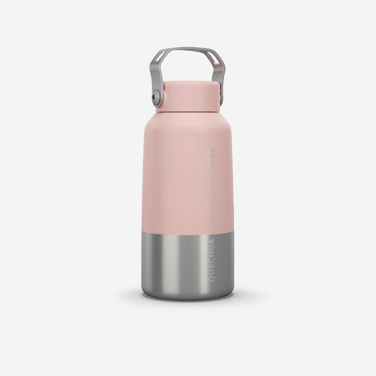 Botol Hiking Stainless Steel dengan Tutup Putar MH100 0,6 L Pink