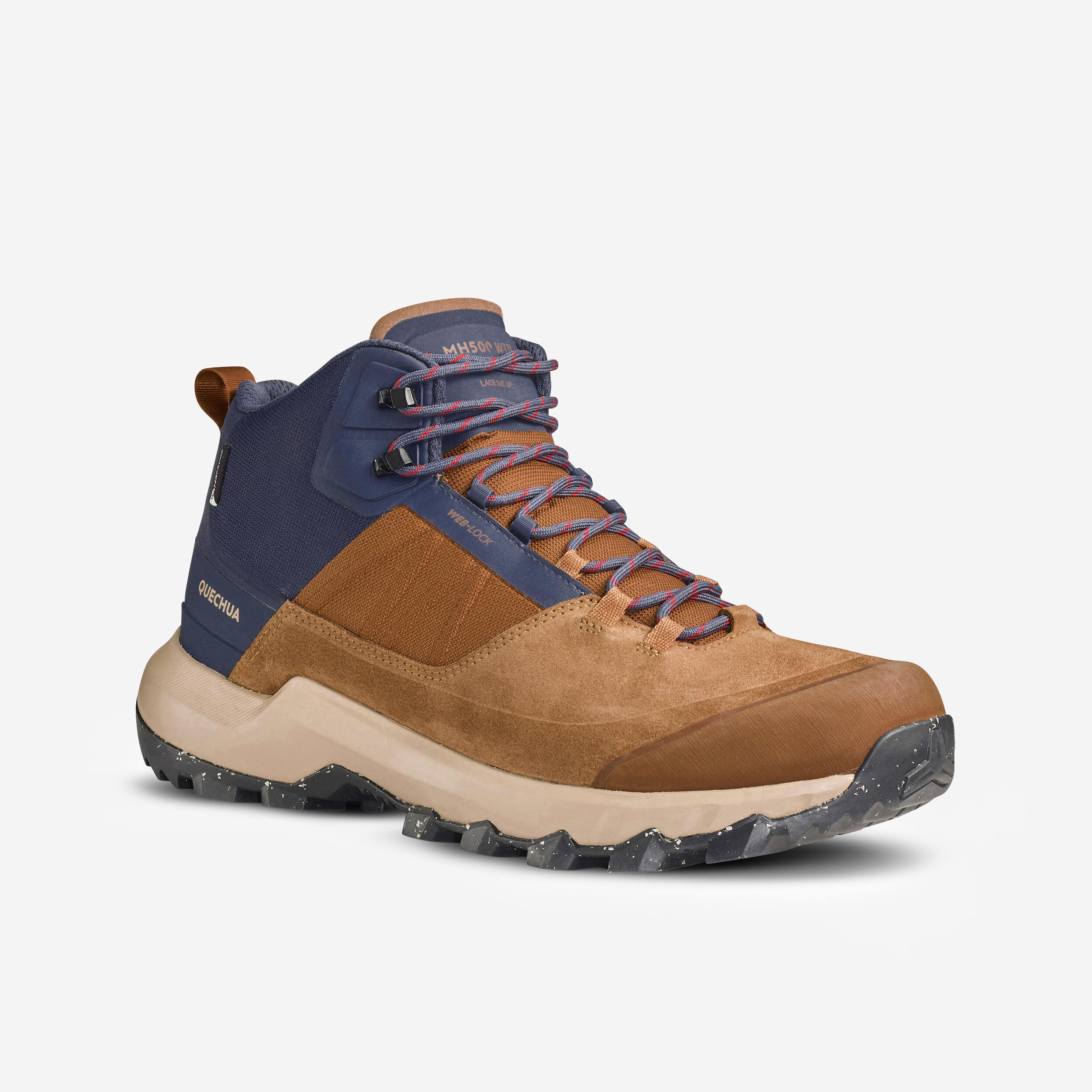 Bottes de randonnée homme – MH 500 - Châtain Doré, Bleu foncé - Quechua -  Décathlon