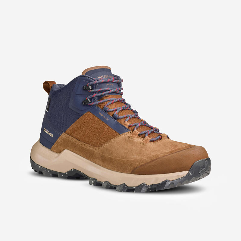 Men’s mountain walking mid waterproof shoes MH500 – brown