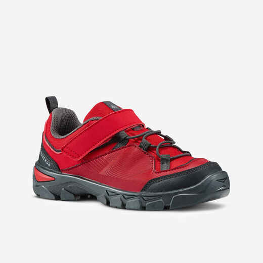 Kids' Velcro Hiking Shoes MH120 LOW 28 to 34 - Red